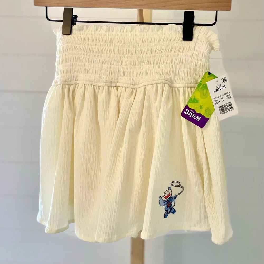 Girls' Stitch Smocked Waist Skirt -‎ Cream L